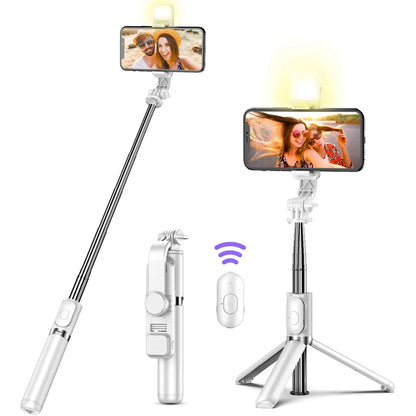 Portable Tripod Selfie Stick with LED Light