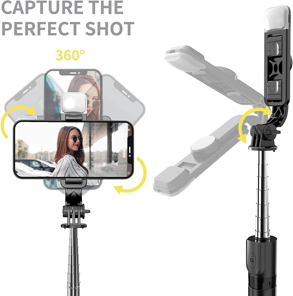 Portable Tripod Selfie Stick with LED Light