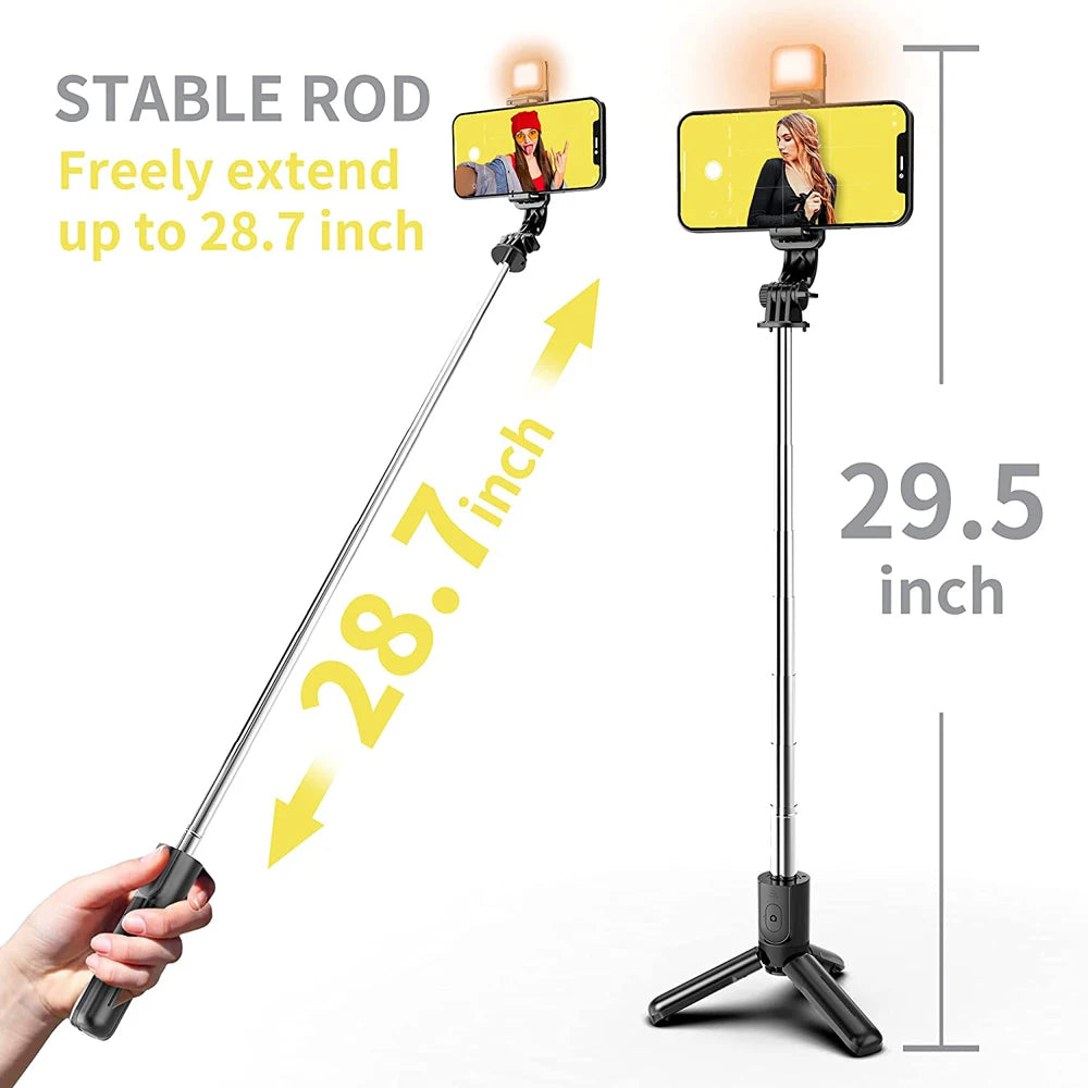 Portable Tripod Selfie Stick with LED Light